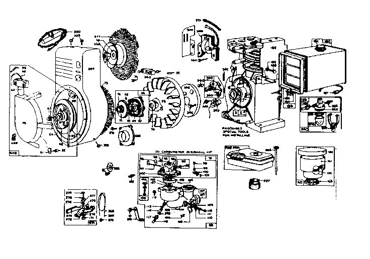 Flywheel Assembly Diagram and Parts List for 144400-144454 0015 - 0050 Briggs and Stratton Engine